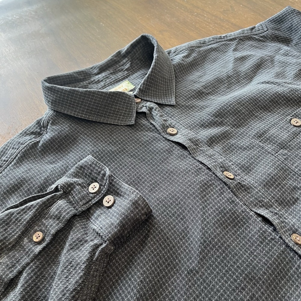 Tommy Bahama Men's XL Gray Silk Check Houndstooth Button Up Shirt Long Sleeve